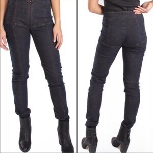 Prairie Underground Parallel Zip Skinny Jeans Black Denim Legging Women's XS USA